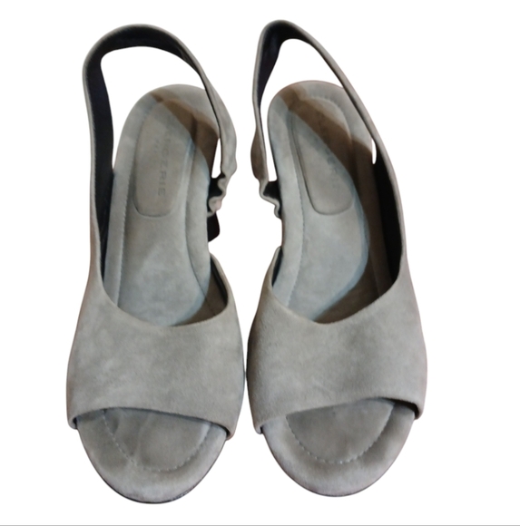Robert Clergerie Light Gray Suede Sling Back Open Toe Heels size 8.5 - Picture 2 of 11